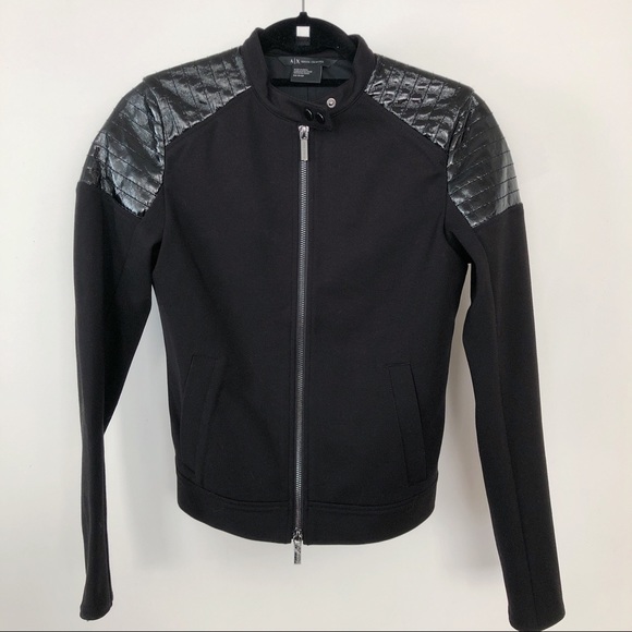 ARMANI EXCHANGE CHANNEL-QUILTED PATENT MOTO JACKET - Picture 8 of 8